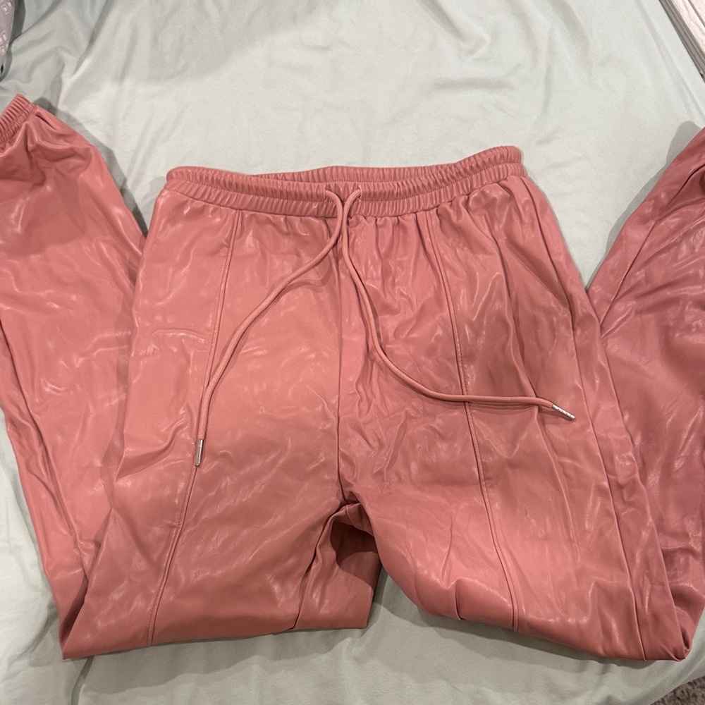 SHEIN Pink Faux Leather Joggers